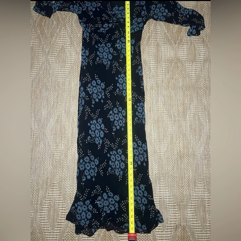 Free People Black Maxi Dress with Blue Floral Print